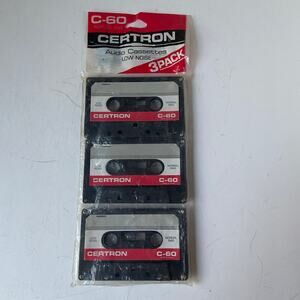 Vintage 3 Pack Certron LN60 Audio Cassette Tapes C-60 Normal Bias Low Noise NOS